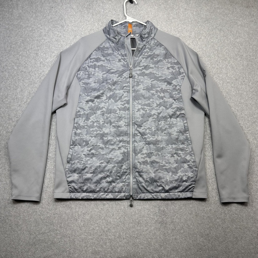Peter Millar Hyperlight Merge Jacket Mens Large Gray Camo Quilted Softshell Golf